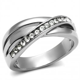 PR6153SWOC - Oceľový prsteň so Swarovski krištálmi